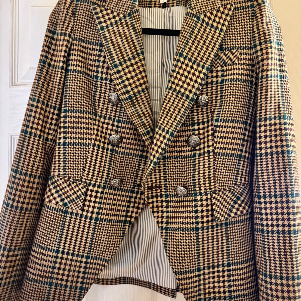 Veronica Beard Multicolor Plaid Check Blazer